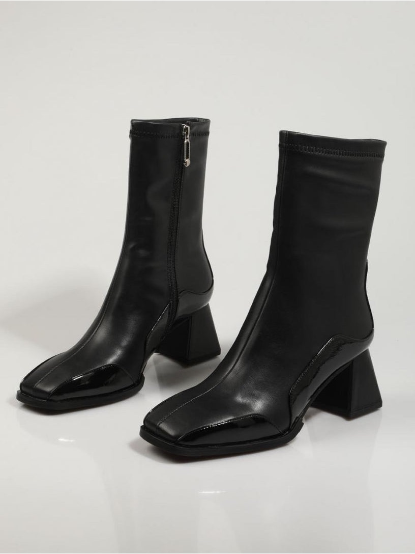 Noa Harmon 9111 Romeo 81094 Combination Vegan Leather Black Heeled Booties Sz.8